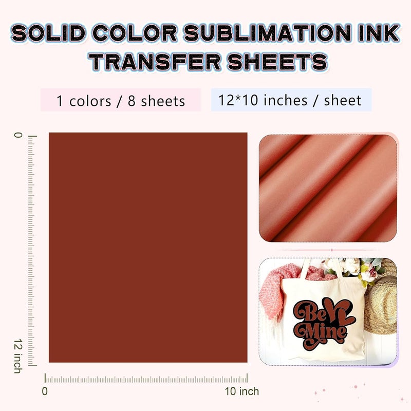 HTVSTD Red Sublimation Ink Transfer Sheets 8 Sheets 12'' x 10''Carmine Sublimation Paper Transfer Sheets for Mugs Tumblers DIY Transfer Paper - Image 3